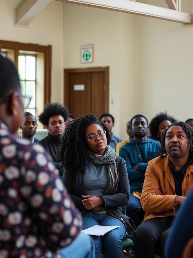 Community health workshop in a Kent community hall